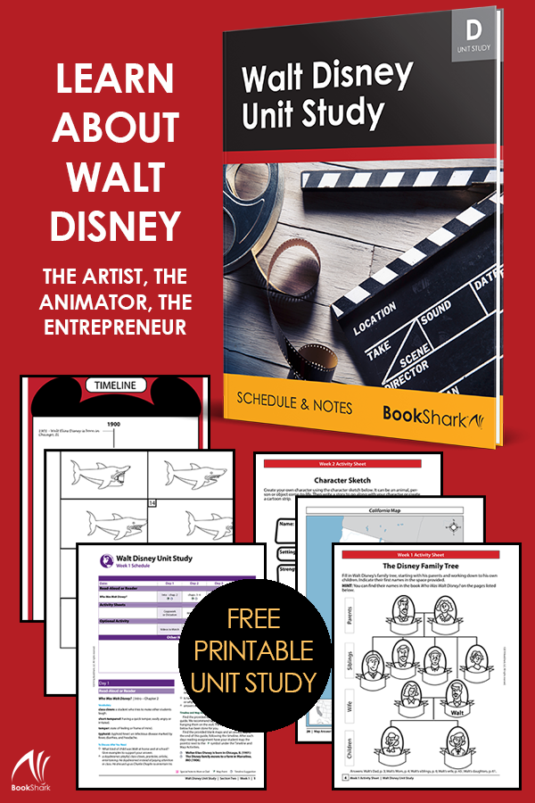 disney-unit-study-pin2 Learn about Walt Disney the artist, the animator, the entrepreneur | Free printable unit study